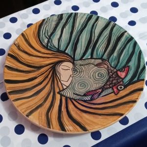 Plato artesanal colores hermosos